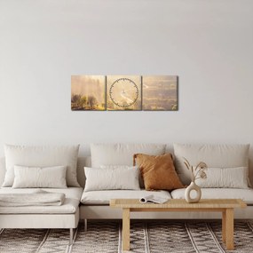 Tablou - Zori de zi (cu ceas) (90x30 cm)