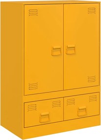 vidaXL Noptieră, galben muștar, 67x39x95 cm oțel