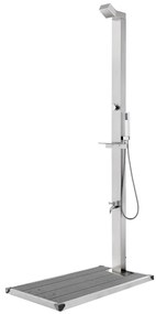 vidaXL Duș de grădină cu bază gri, 225 cm, oțel inoxidabil