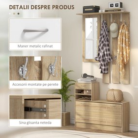 HOMCOM Set Mobilier cu 2 Rafturi Reglabile, 90x24x177 cm, Lemn Natural | Aosom Romania