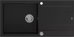 Chiuveta compozit incastrata Quadron Unique Evan 146 XL negru carbon - inox 100x50 cm