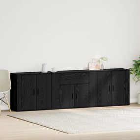 vidaXL Set 3 sideboarduri Stejar Negru Lemn prelucrat