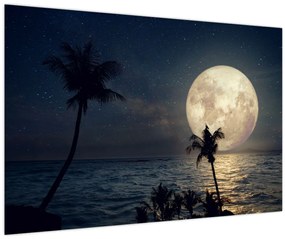Tablou - Plajă cu lună plină (90x60 cm)