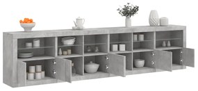 vidaXL Dulap cu lumini LED, gri beton, 283x37x67 cm