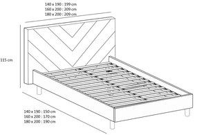 Pat matrimonial portocaliu tapițat cu somieră 140x190 cm Romane – Bobochic Paris