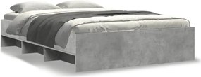vidaXL Cadru de pat, gri beton, 135x190 cm, lemn prelucrat