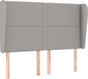 vidaXL Tăblie de pat cu aripioare gri deschis 147x23x118/128 cm textil
