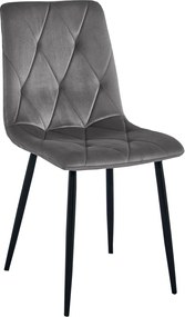 REDUCERE Scaun de dining din catifea gri inchis LIBRA cu picioare negre II. calitate