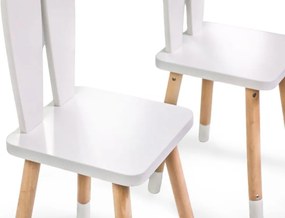 Set pentru copii reglabil BUNNY, masă și 2 scaune, alb/maro ELIS design