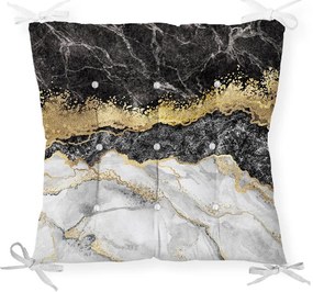 Pernă pentru scaun cu amestec de bumbac Minimalist Cushion Covers Black Gold Marble, 40 x 40 cm