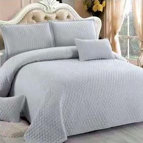 Cuvertură bumbac cu in, gri deschis, 5 piese, 220x240 cm, CBI07