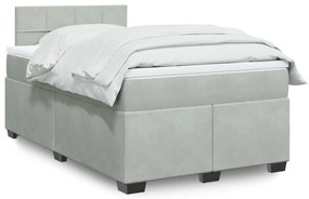 vidaXL Pat continental cu saltea, gri deschis, 120x200 cm, catifea