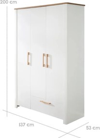 Șifonier pentru copii alb 139x200 cm Ava – Roba