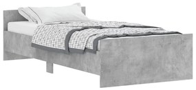 835942 vidaXL Cadru de pat, gri beton, 90x190 cm, lemn prelucrat