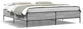 3279780 vidaXL Cadru de pat, gri sonoma, 200x200 cm, lemn prelucrat și metal