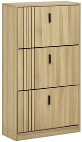 HOMCOM Dulap de pantofi cu 3 uși culisante 18 perechi capacitate mare pentru intrare hol living 63 x 24 x 117 cm stejar | Aosom Romania