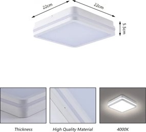 Brilagi - Aplica LED de exterior cu senzor BENE LED/18W/230V 22x22 cm alb IP54