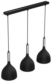 Lustră pe cablu NOAK 3xE27/60W/230V neagră/crom lucios