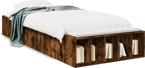 vidaXL Cadru de pat, stejar fumuriu, 75x190 cm, lemn prelucrat