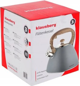 Resigilat: Ceainic cu fluier Klausberg KB 7297, 3 litri, Inductie, Otel inoxidabil, Gri