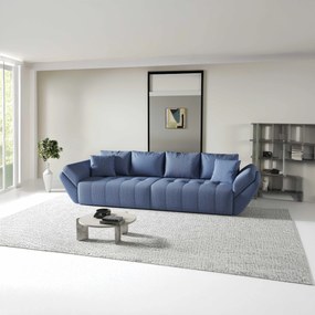 Canapea extensibilă dumonde cu ladă de depozitare si sezut confortabil din spuma high-density, Berlin Enjoy Blue 300x100 cm