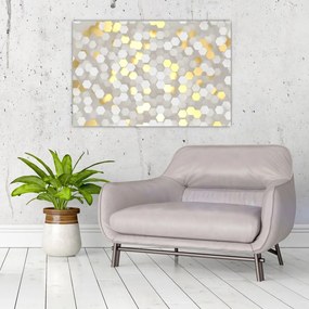 Tablou - Hexagoane alb - auriu (90x60 cm)