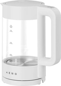 Cana electrica AENO AEK0005, 2200 W, 1,7 l, 40-100 °C, Baza rotativa la 360°, STRIX, Afisaj LED, Filtru, Alb