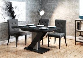 Masă de sufragerie Mevenis (negru lucios + piatră) (pentru 4 până la 6 persoane). 1055215