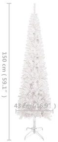 Brad de Craciun subtire cu LED-uri, alb, 150 cm 1, Alb, 150 cm