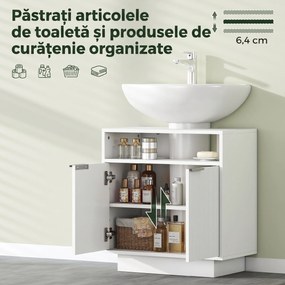 HOMCOM Dulap de Baie Sub Chiuvetă cu Raft Interior Ajustabil Alb | Aosom Romania
