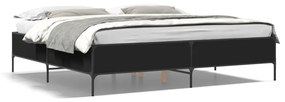 3279782 vidaXL Cadru de pat negru 180x200 cm din lemn prelucrat și metal