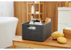 Coș de depozitare din plastic reciclat gri închis Country - Rotho