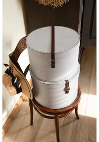 Cutii de depozitare gri-deschis 2 buc. din carton cu capac ø 37,5x25,5 cm Rut Canvas Paper Laminate – Bigso