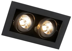 Spot modern îngropat negru cu 2 lumini reglabile - Oneon 70