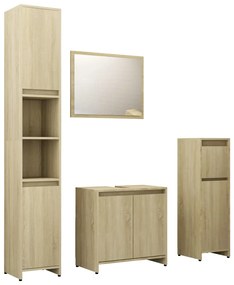 Set mobilier de baie, 4 piese, stejar Sonoma, PAL Stejar sonoma, 1