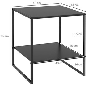 HOMCOM Masa Laterala, Masa de Capat Industriala cu Depozitare pe 2 Nivele, Masa de Efect Clasic cu Cadru din Otel, Negru