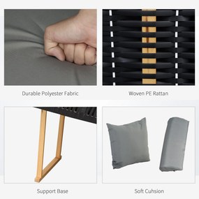 Outsunny Șezlong plajă 2 persoane, cu perne și suport picioare, rezistent la vreme, gri deschis | Aosom Romania