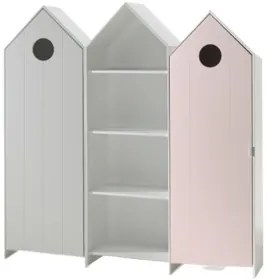 Set 3 Dulapuri pentru Copii Căsuță, Alb și Roz, (MDF) – CASAMI – Vipack