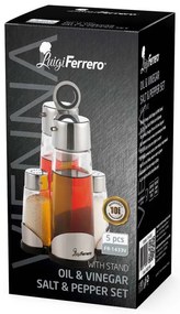 Luigi Ferrero Vienna FR-1433V, 200 ml, 5 bucăți, Suport metalic, 18/8, Sticlă, Transparent/inox