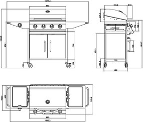 Grătar BBQ pe gaz din inox cu arzător lateral Avenberg VERMONT