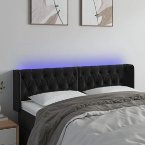 vidaXL Tăblie de pat cu LED, negru, 147x16x78/88 cm, catifea