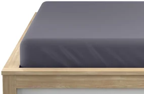 Cearsaf cu elastic din microfibra gri inchis 160 x 200 cm