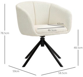 HOMCOM Fotoliu, Scaun tapitat cu coajă confortabilă, rotativ, imbrăcat moale, până la 120 kg, Crem | Aosom Romania