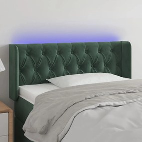 3123611 vidaXL Tăblie de pat cu LED, verde închis, 93x16x78/88 cm, catifea