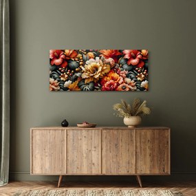Tablou - Flori portocalii și roșii (120x50 cm)