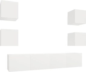 vidaXL Set dulap TV, 6 piese, alb, lemn prelucrat