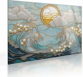 Tablou pe sticlă - Perle 3D în Ocean (70x50 cm)