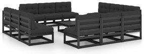 vidaXL Set mobilier grădină cu perne, 13 piese, lemn masiv pin