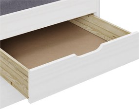 Pat cu pat suplimentar extensibil, alb, lemn masiv, 90x200, MARINELLA NEW