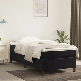 Cadru de pat box spring, negru, 100x200 cm, catifea Negru, 35 cm, 100 x 200 cm